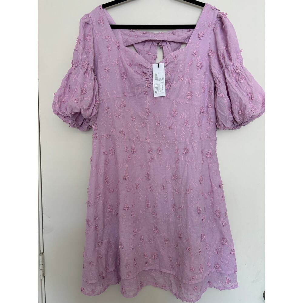 Labelrail x Cheapchicfinds Purple Floral Dress Bow Back Plus Size 16 Cottagecre